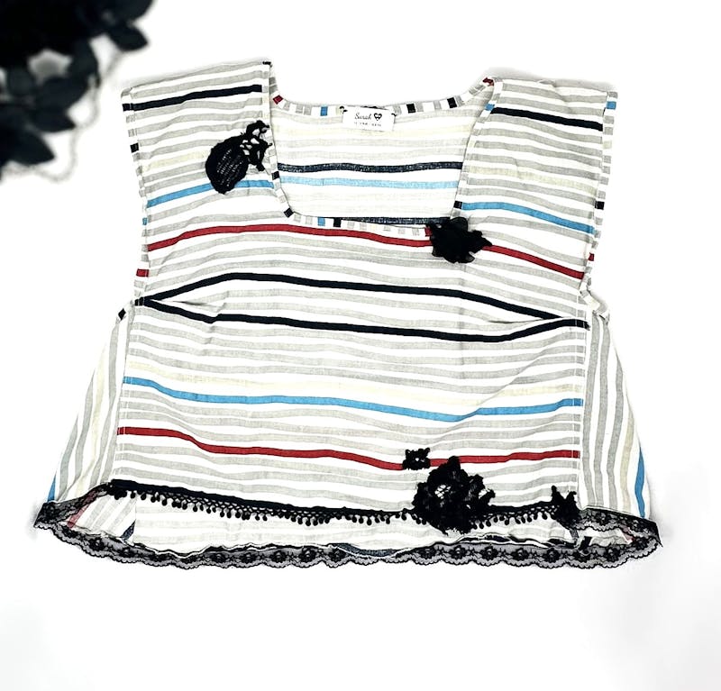 Upcycled Linen Striped Tee Shirt