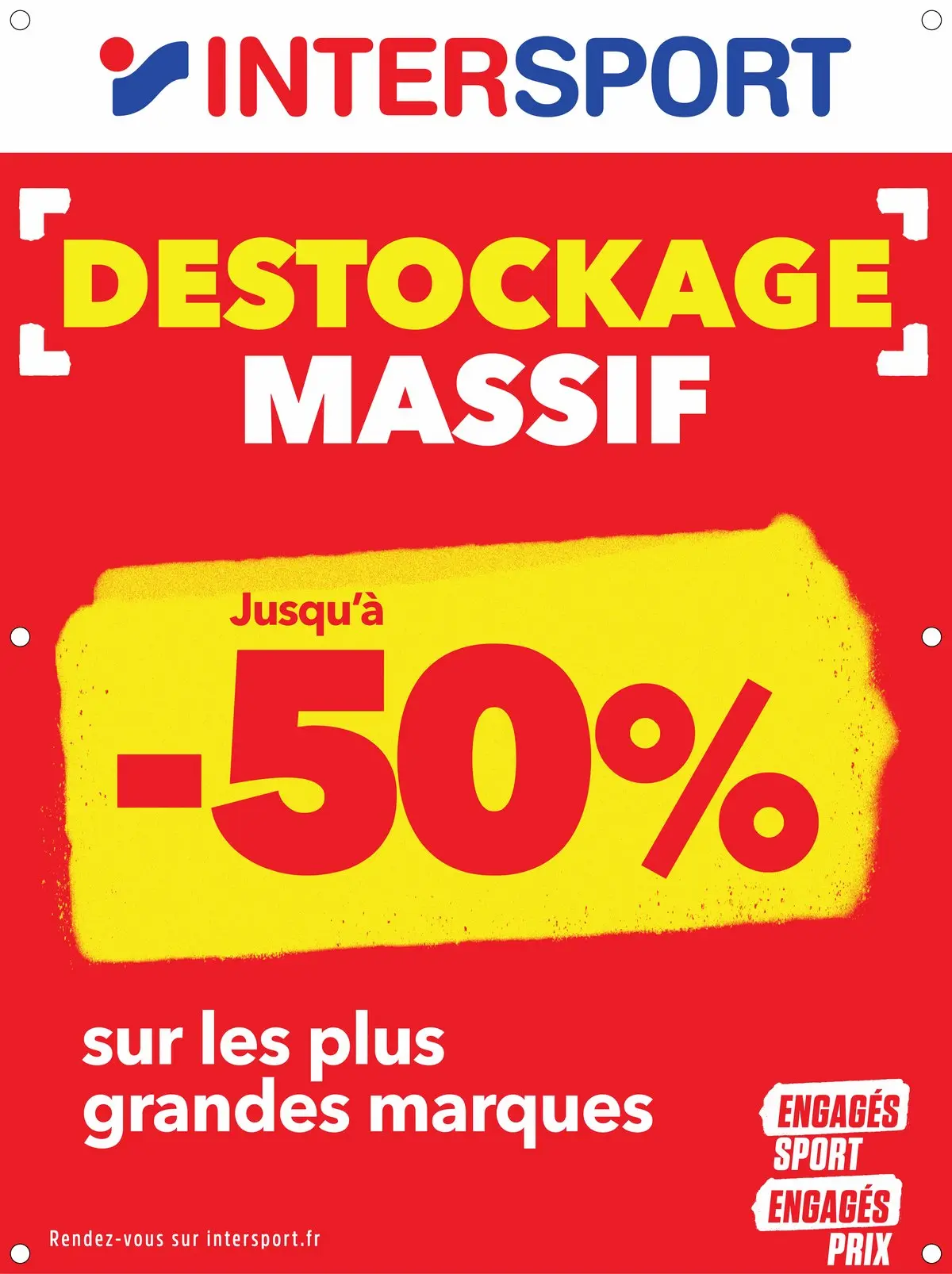 PLV poteau Intersport AkyLux 118 x 158 cm – Destockage massif jusqu'à -50 % sur les plus grandes marques