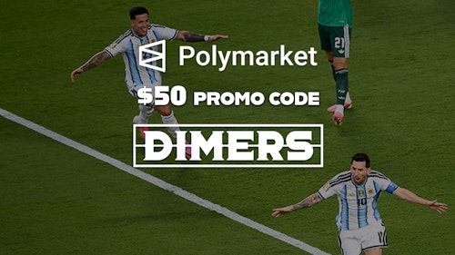 New $50 Polymarket promo code "DIMERS" active; England vs. Argentina World Cup semi-final live odds