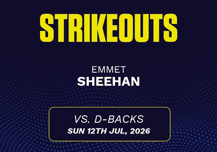 Emmet Sheehan projected stats for Sunday, July 12, 2026.