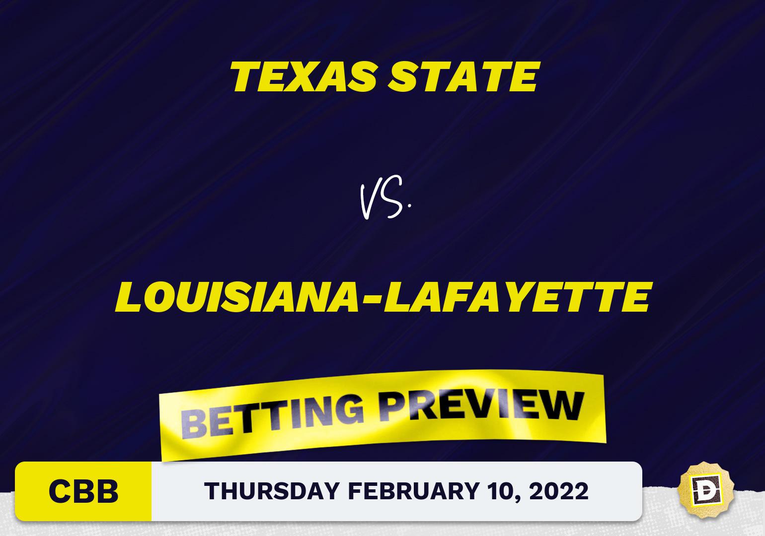 Texas State vs. Louisiana-Lafayette CBB Predictions and Odds - Feb 10, 2022