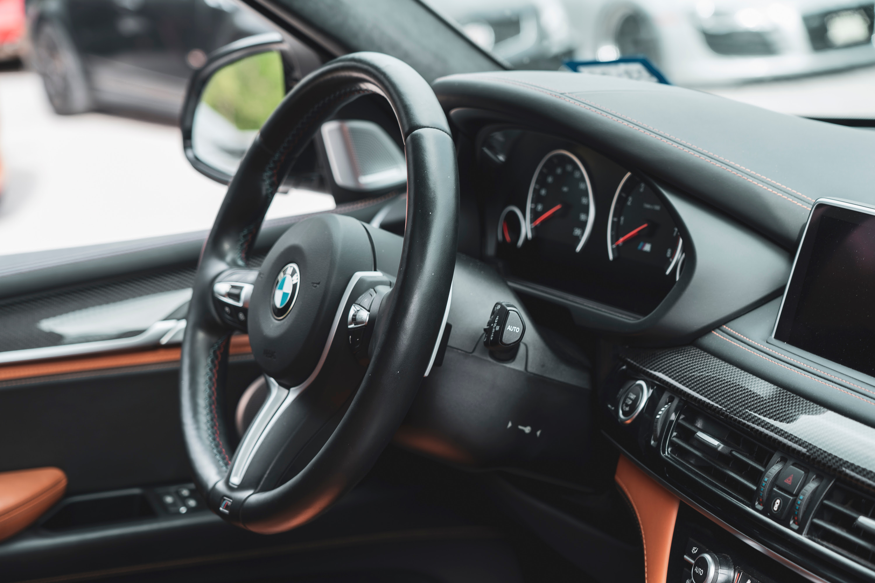 Two tone interior on a silver X5M.