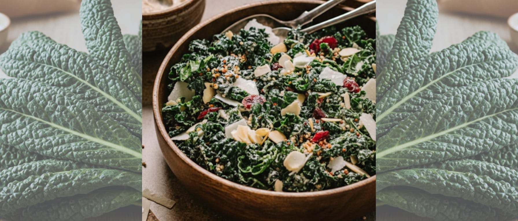 Kale Salad Perfection: Toasted Quinoa, Almonds & Tahini Lemon Dressing