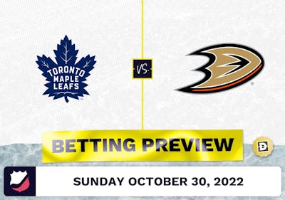 Maple Leafs vs. Ducks Prediction and Odds - Oct 30, 2022