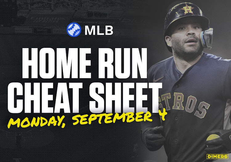 Home Run Cheat Sheet - HR Data, Stats, Matchups and More - Monday, September 4