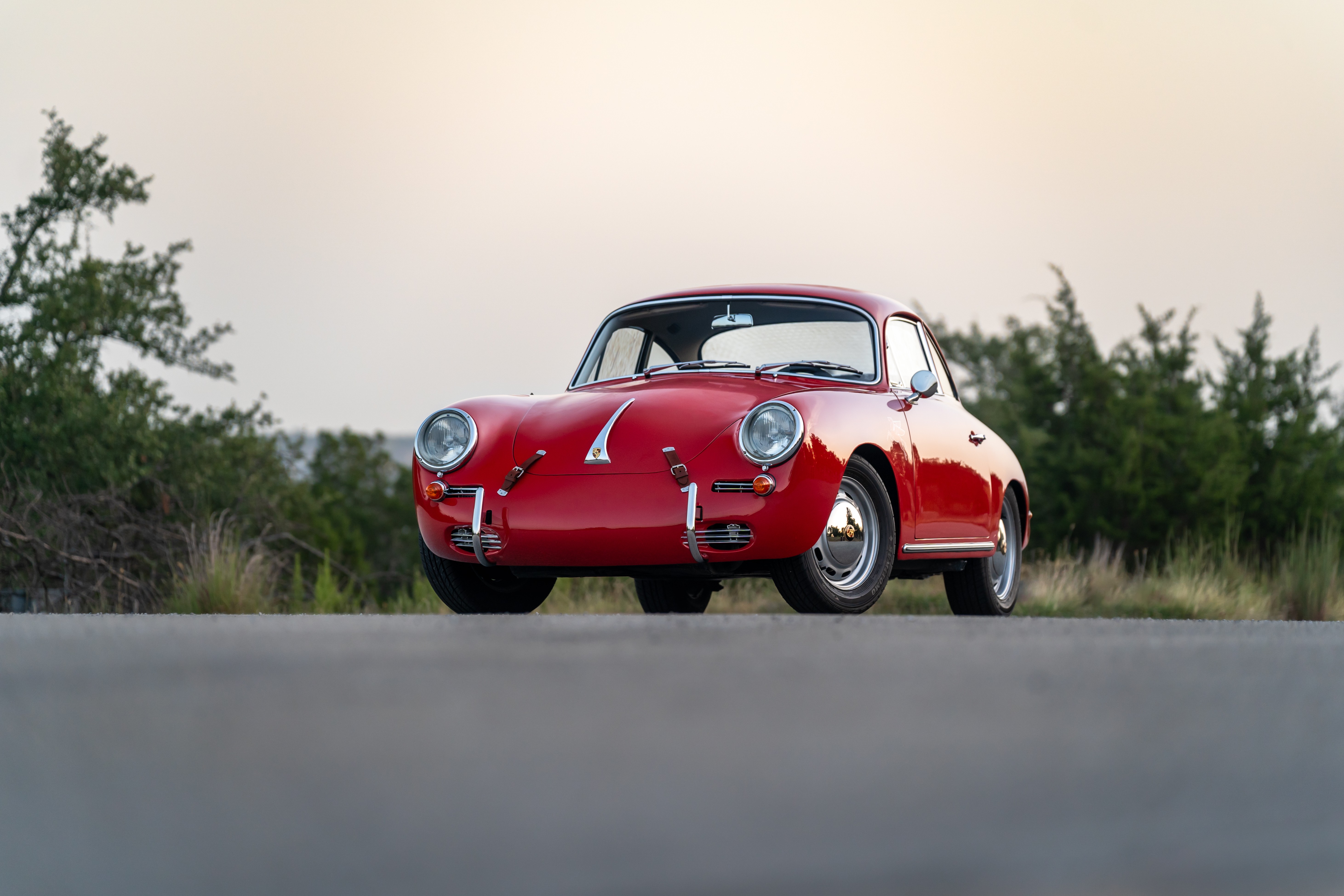 Red on Black 1965 Porsche 356C Coupe shot in Austin, TX.