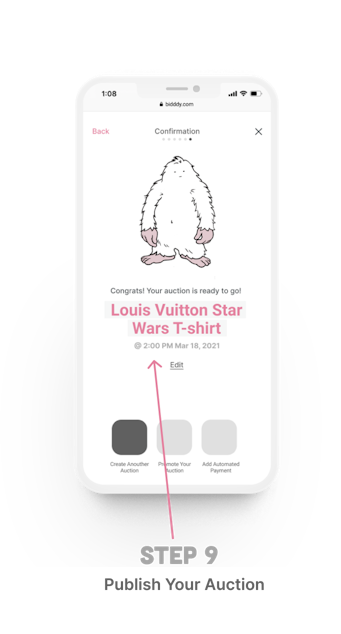 How to create an auction Step 9