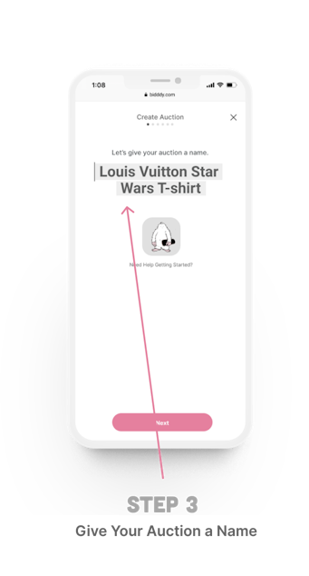 How to create an auction Step 3