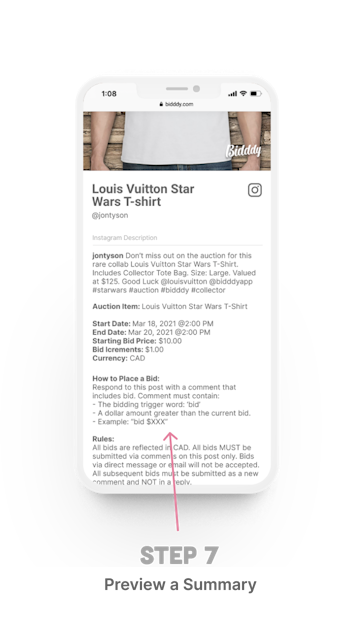 How to create an auction Step 7