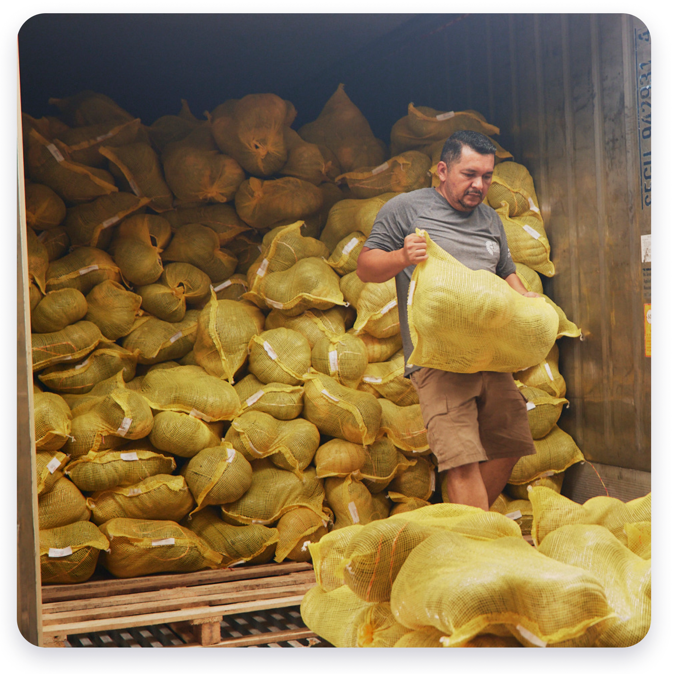 Man carrying bags of produce