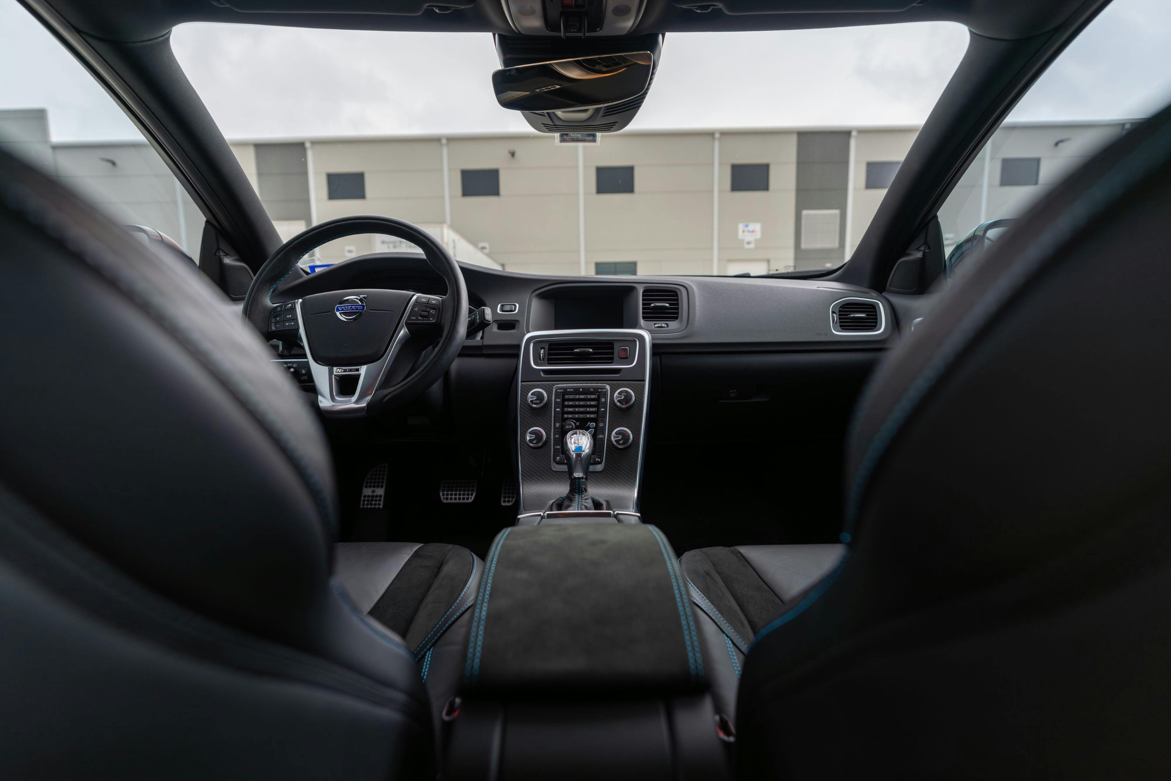 2015 Volvo V60 Polestar interior in Rebel Blue on Black.
