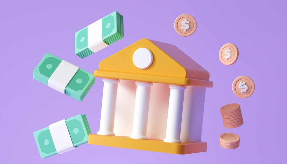 3D illustration of a bank