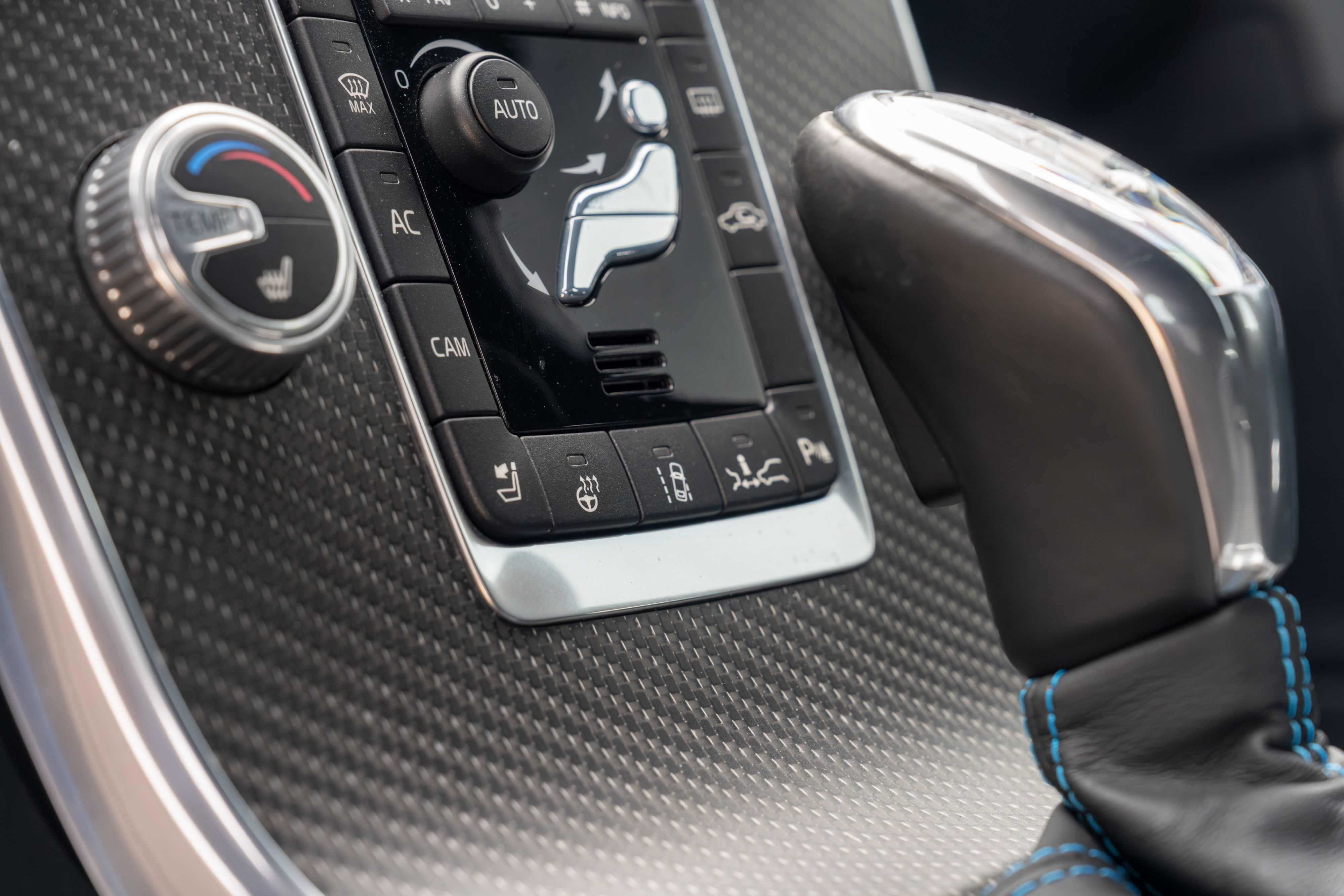 2015 Volvo V60 Polestar interior in Rebel Blue on Black.