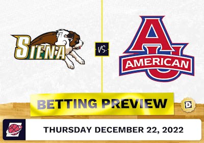 Siena vs. American University CBB Prediction and Odds - Dec 22, 2022