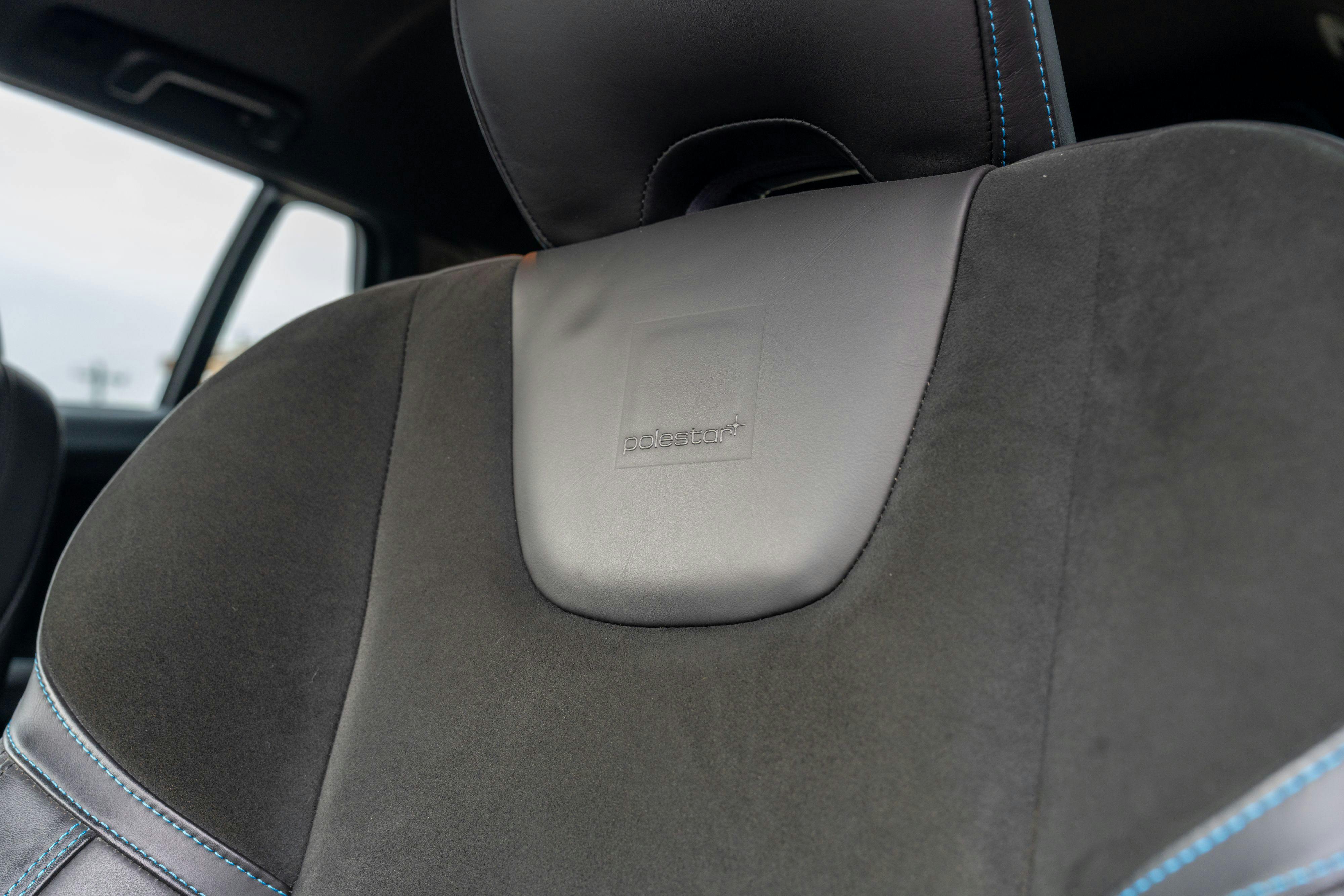 2015 Volvo V60 Polestar seat in Rebel Blue with a Black interior.