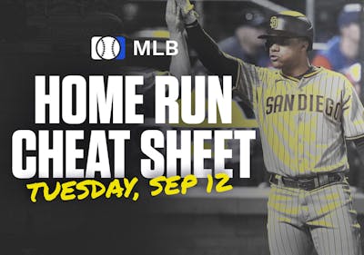 Home Run Cheat Sheet - HR Data, Stats, Matchups and More - Tuesday, September 12