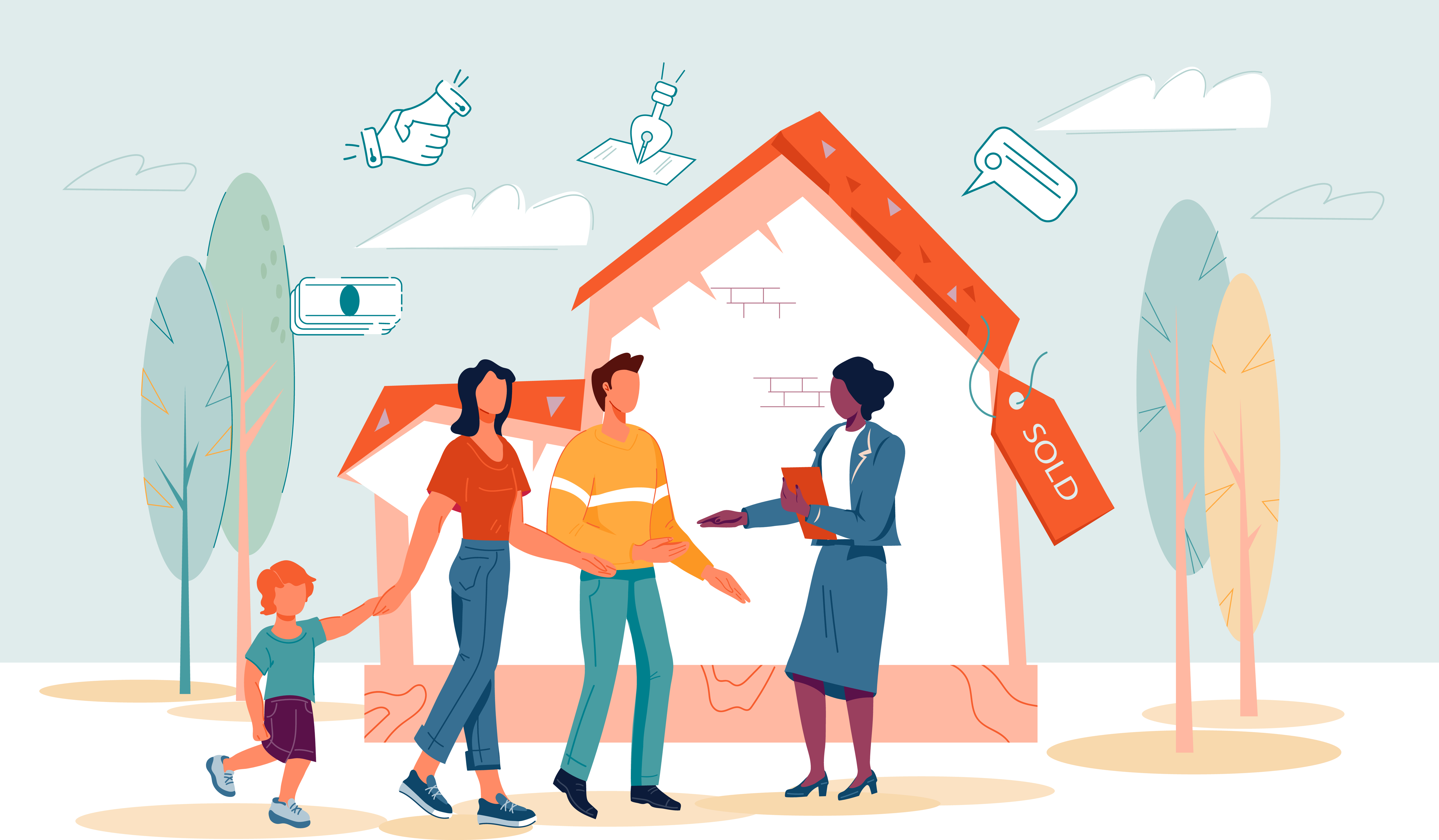 Real estate agent selling a family home