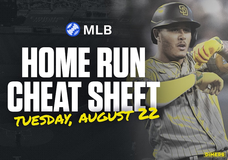 Home Run Cheat Sheet - HR Data, Stats, Matchups and More - Tuesday, August 22