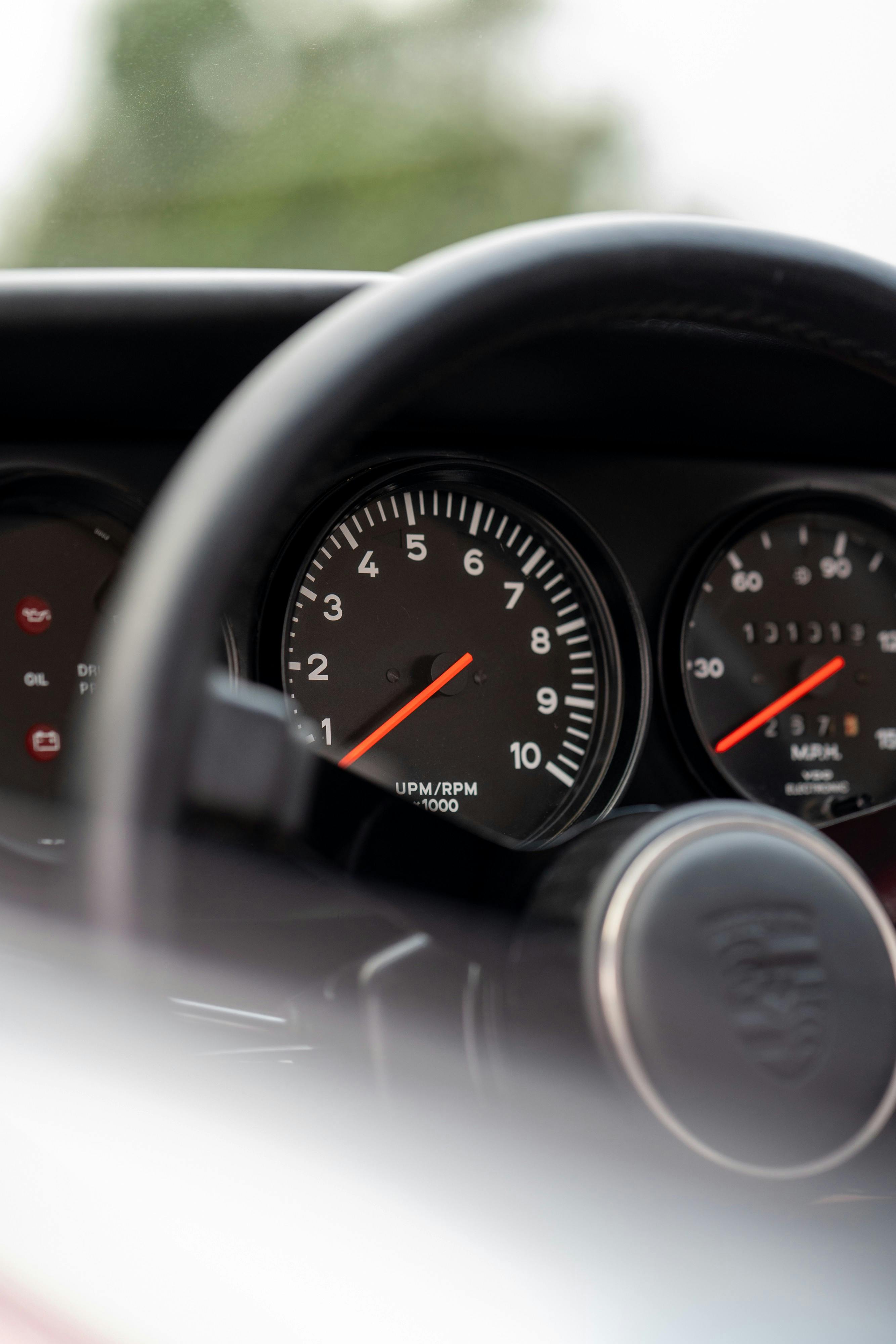 Gauges on a 3.0L swapped 1967 Porsche 912 Coupe in Dripping Springs, TX.