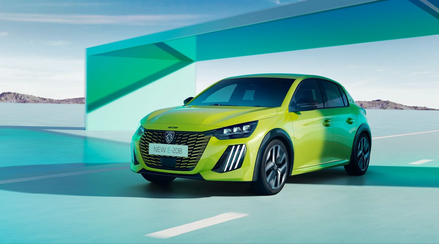 Ein Peugeot E-208 als günstiger Elektro-Kleinwagen 2026.