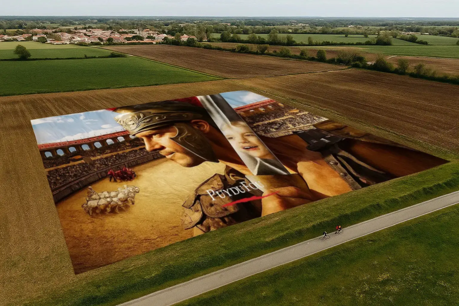 Puy du Fou : bâche géante / banderole XXL de sponsoring pour le Puy du Fou