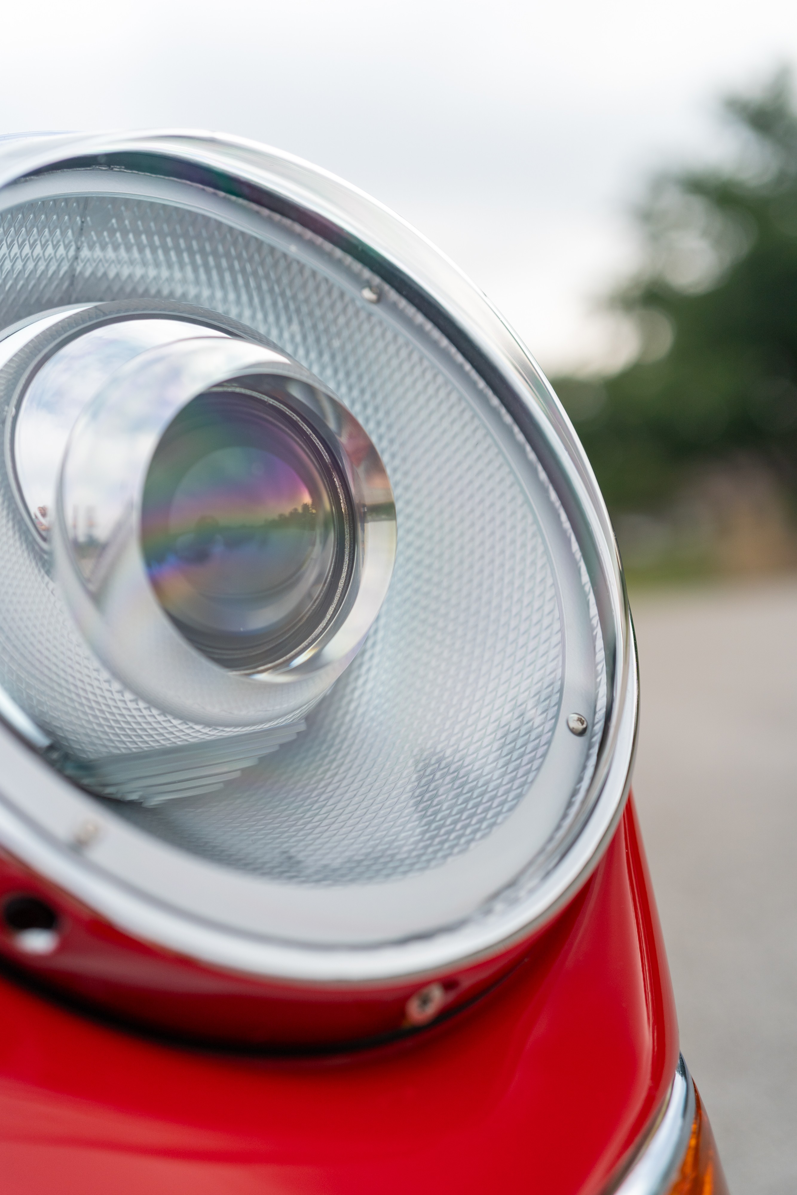 Headlights on a 3.0L swapped 1967 Porsche 912 Coupe in Dripping Springs, TX.