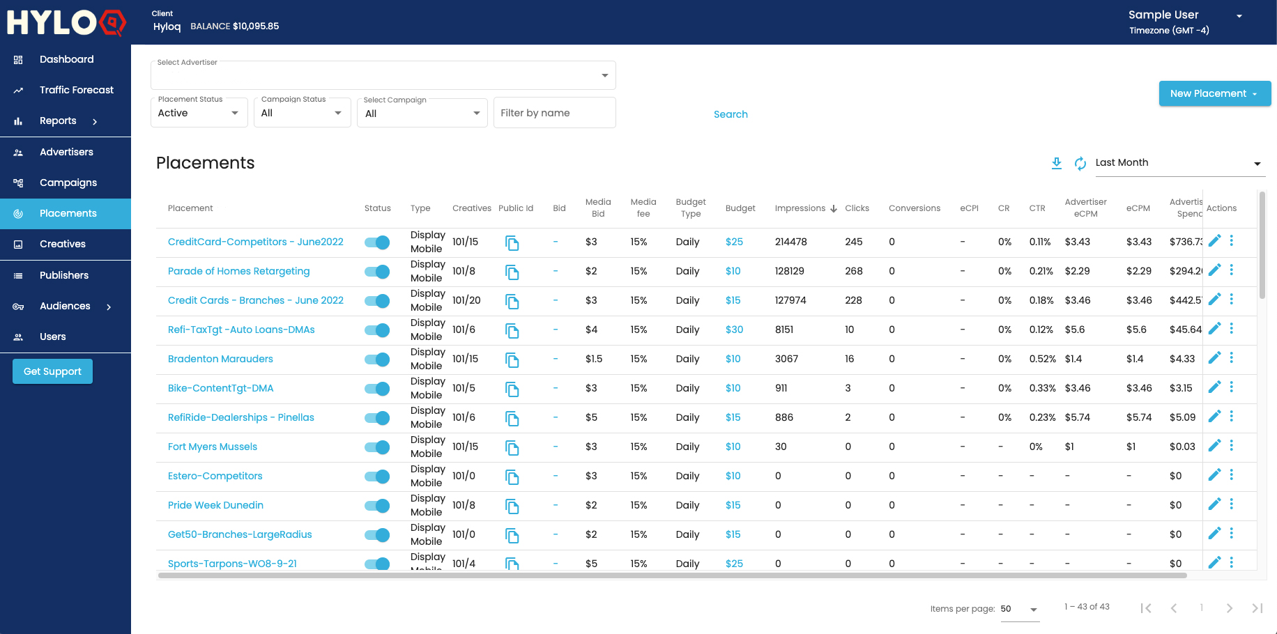 HyLoq Placement Inbox