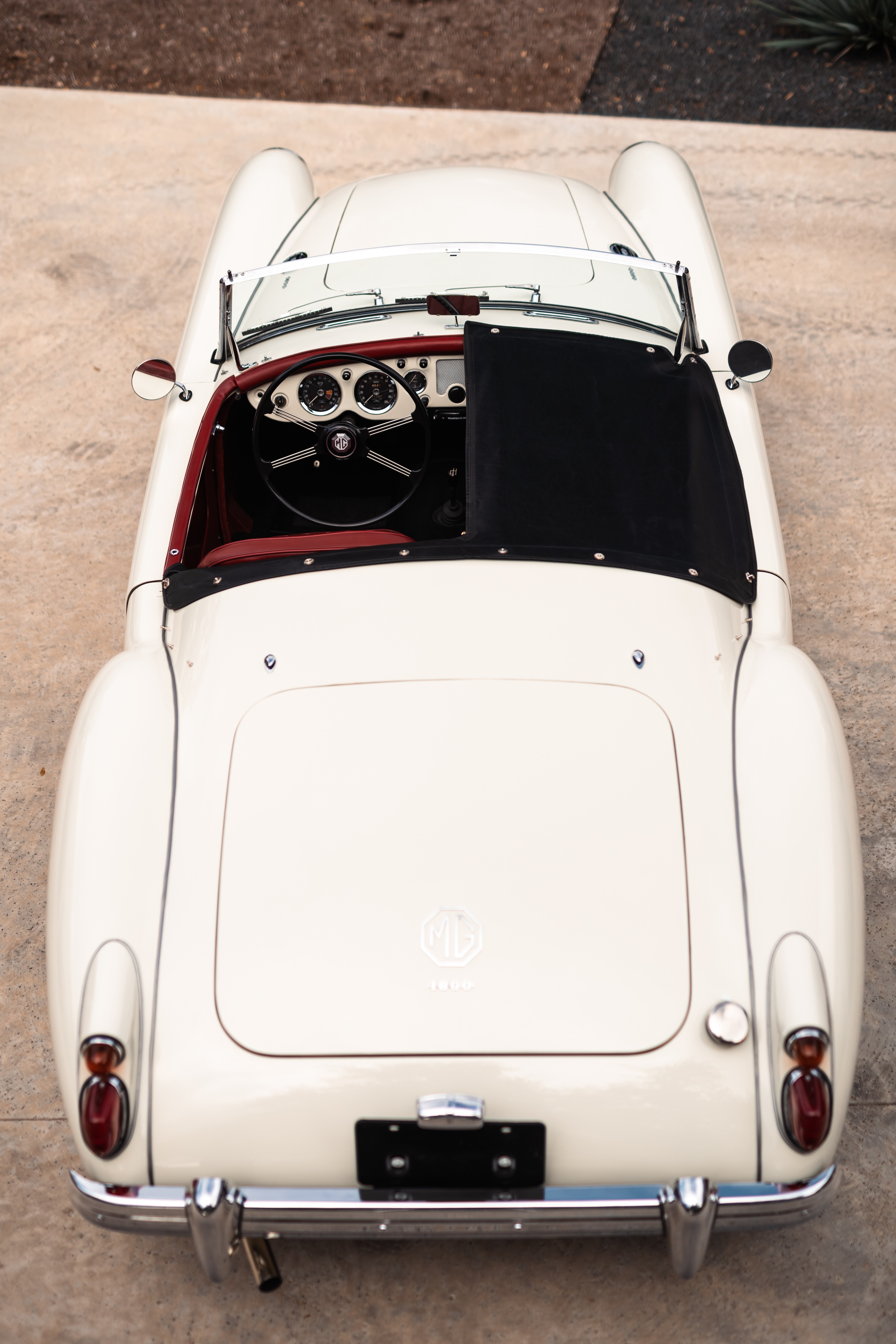 1957 MG MGA in White shot in Austin, TX.