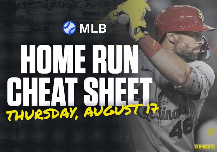 Home Run Cheat Sheet - HR Data, Stats, Matchups and More - Thursday, August 17