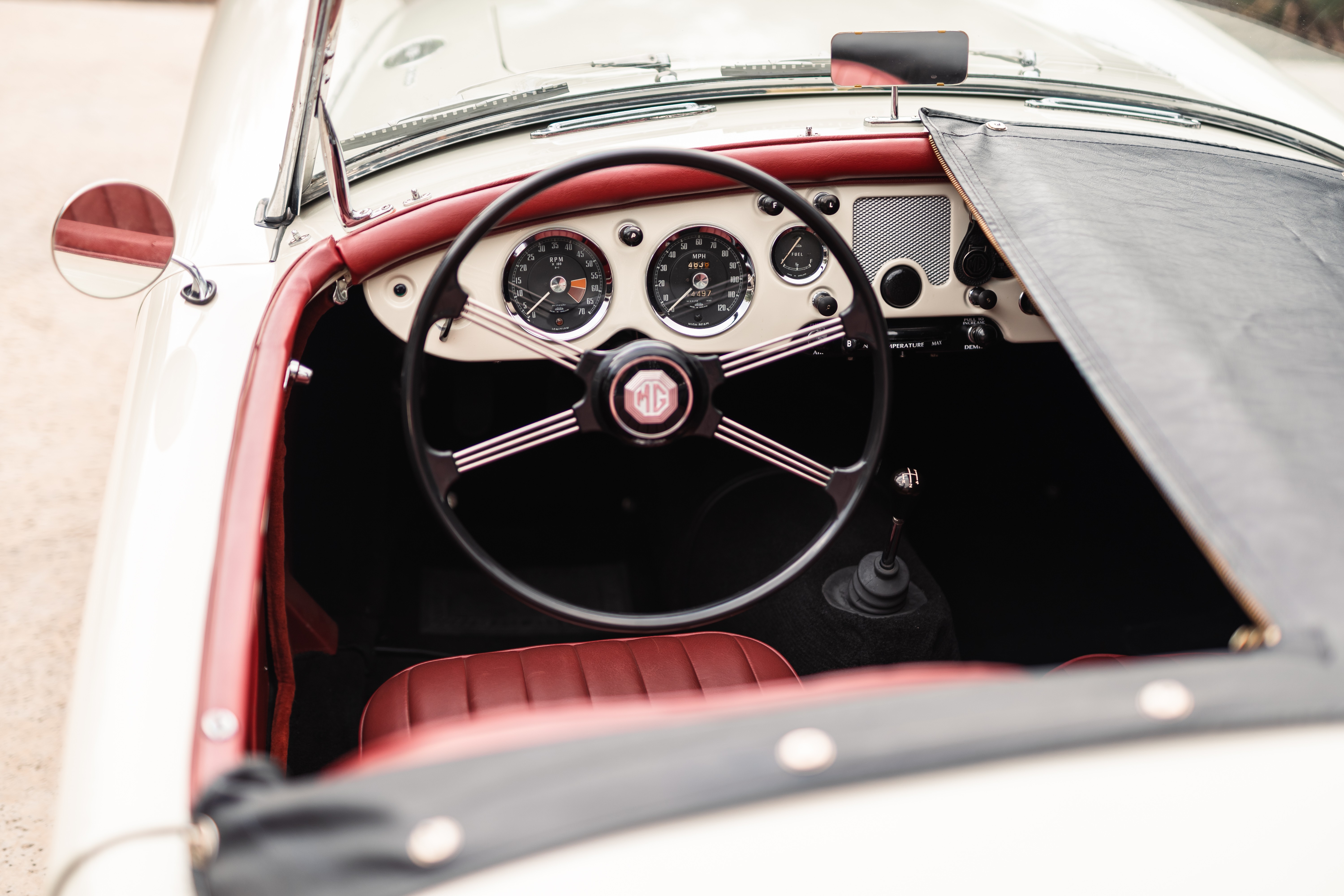 1957 MG MGA in White shot in Austin, TX.