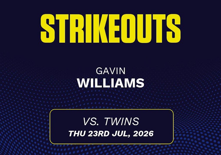 Gavin Williams projected stats for Thursday, July 23, 2026.