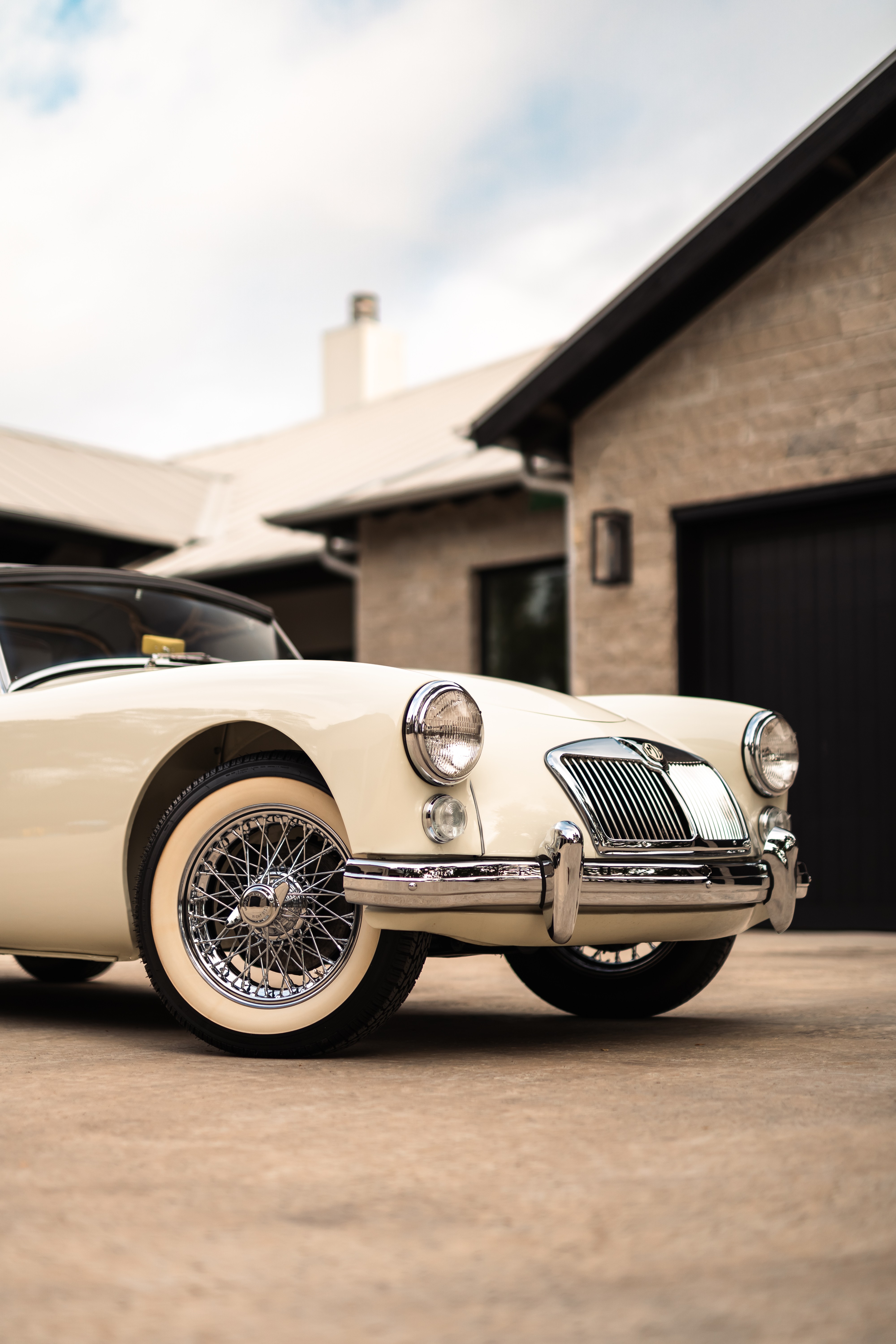 1957 MG MGA in White shot in Austin, TX.