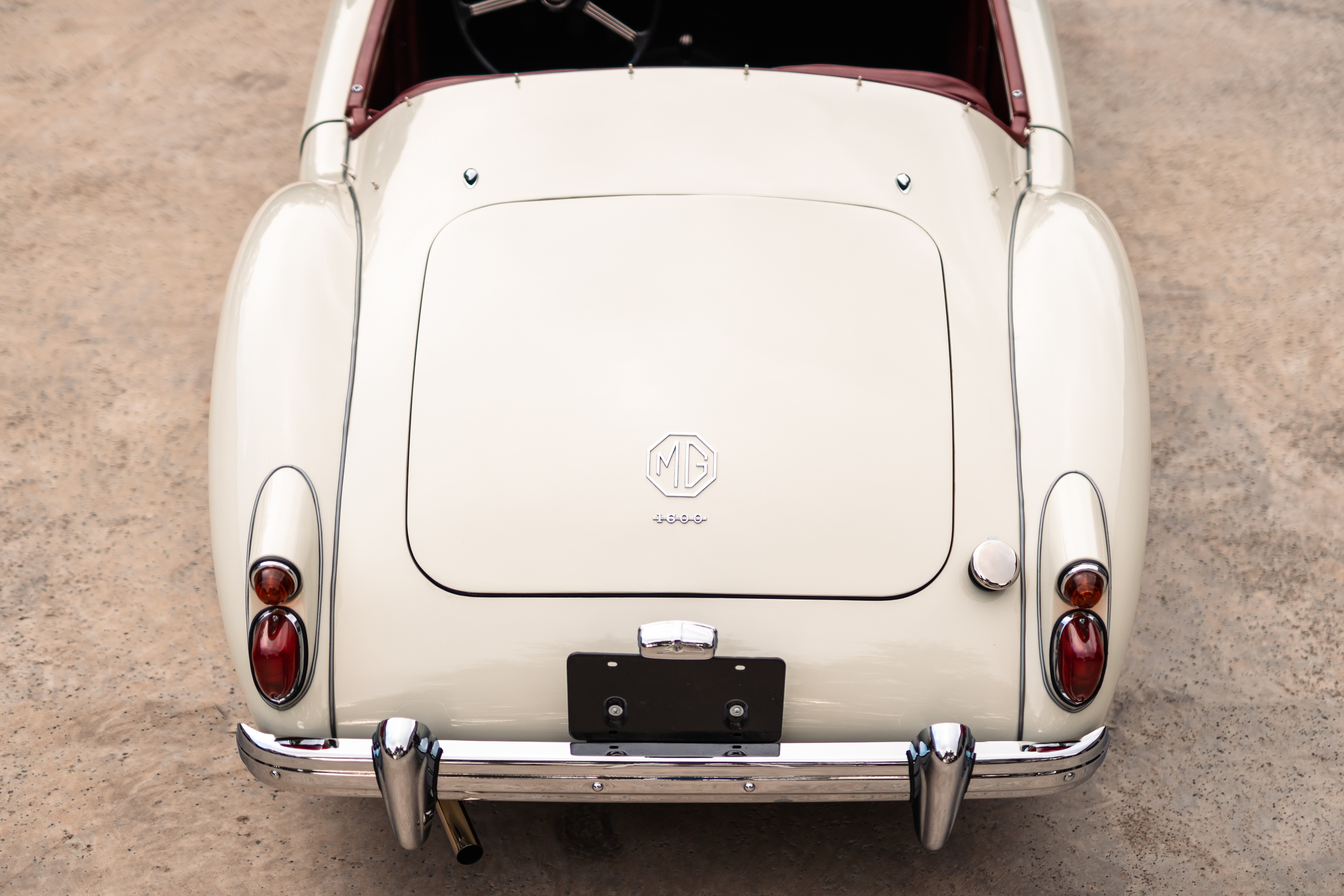 1957 MG MGA in White shot in Austin, TX.