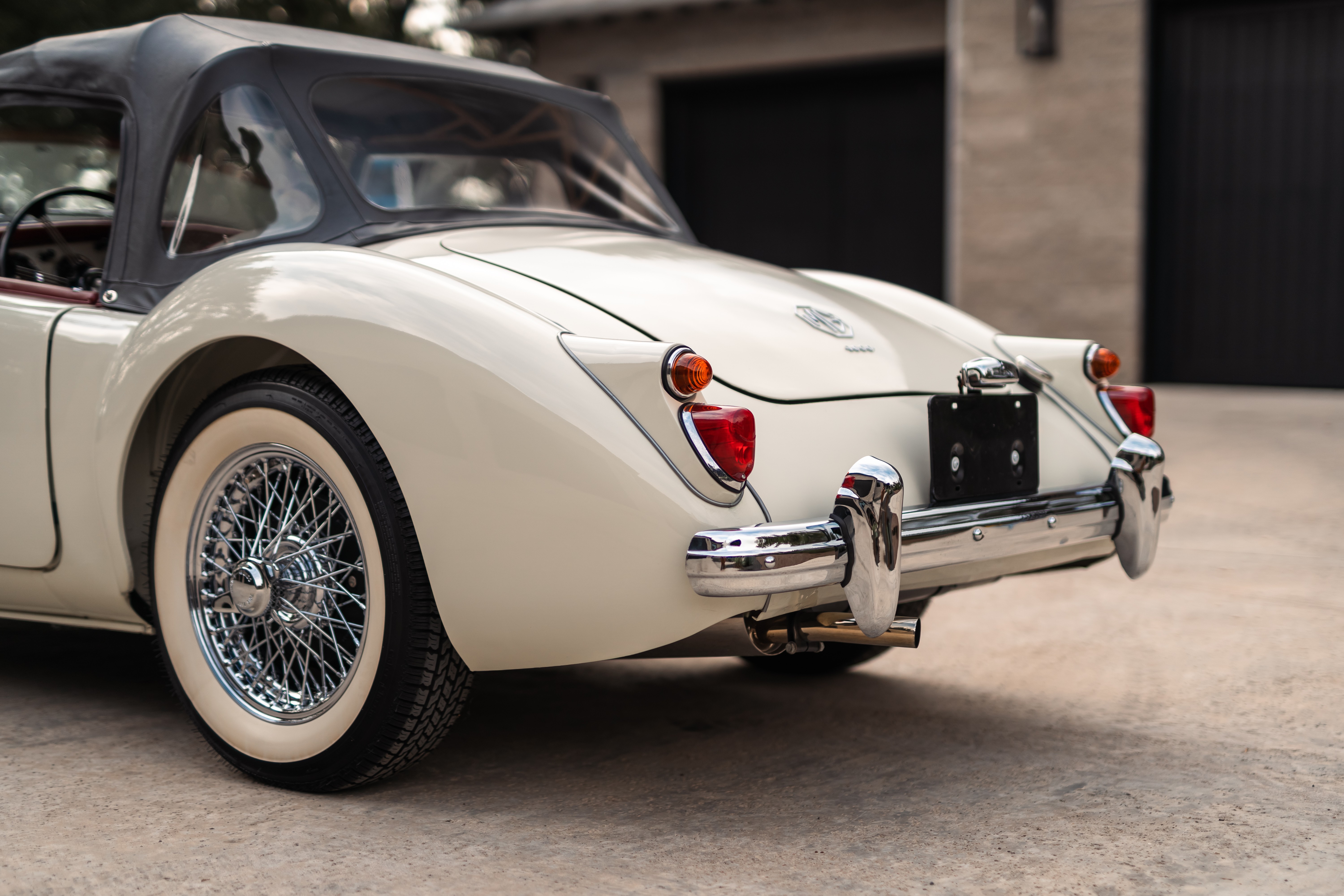 1957 MG MGA in White shot in Austin, TX.