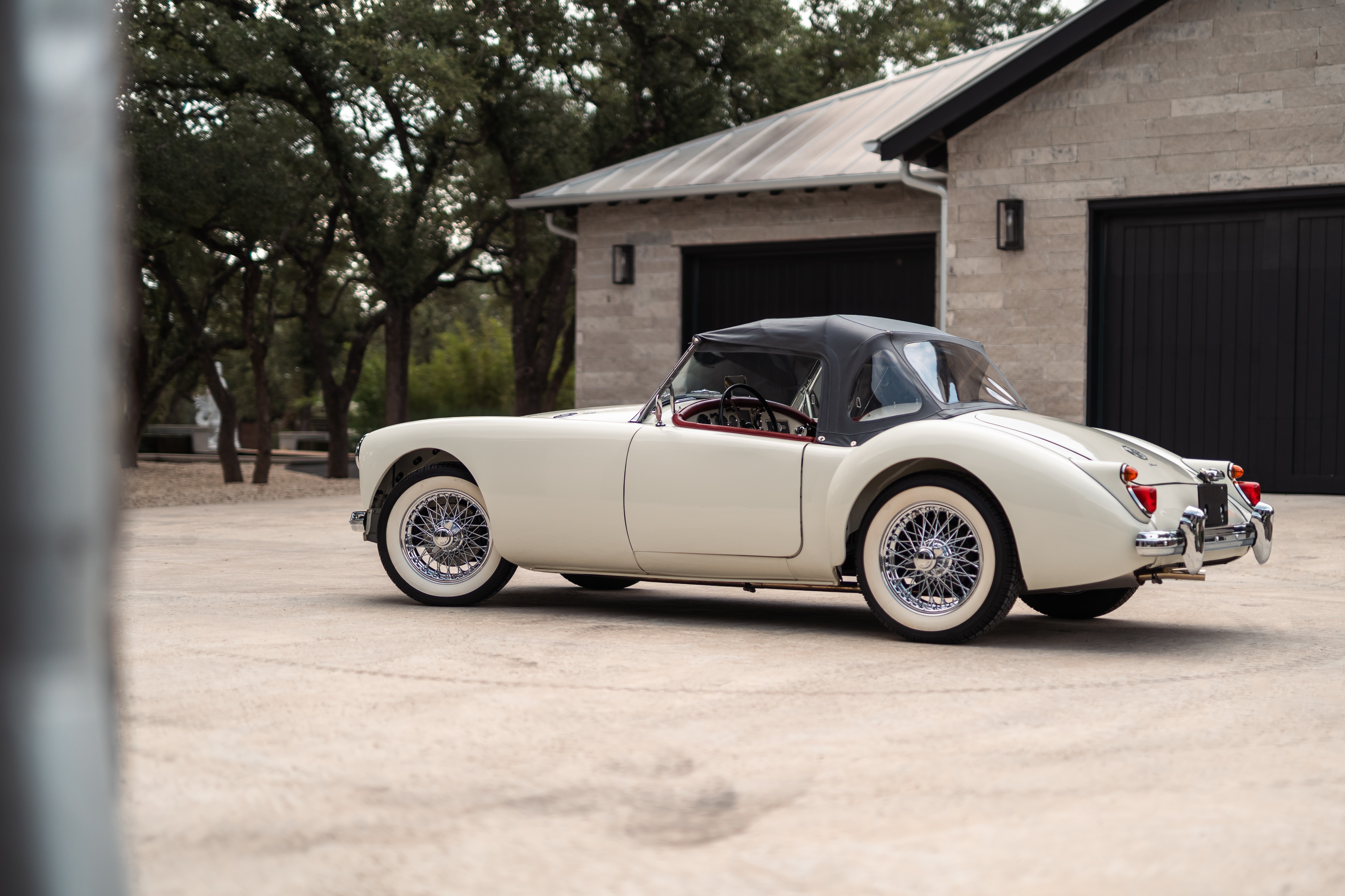 1957 MG MGA in White shot in Austin, TX.