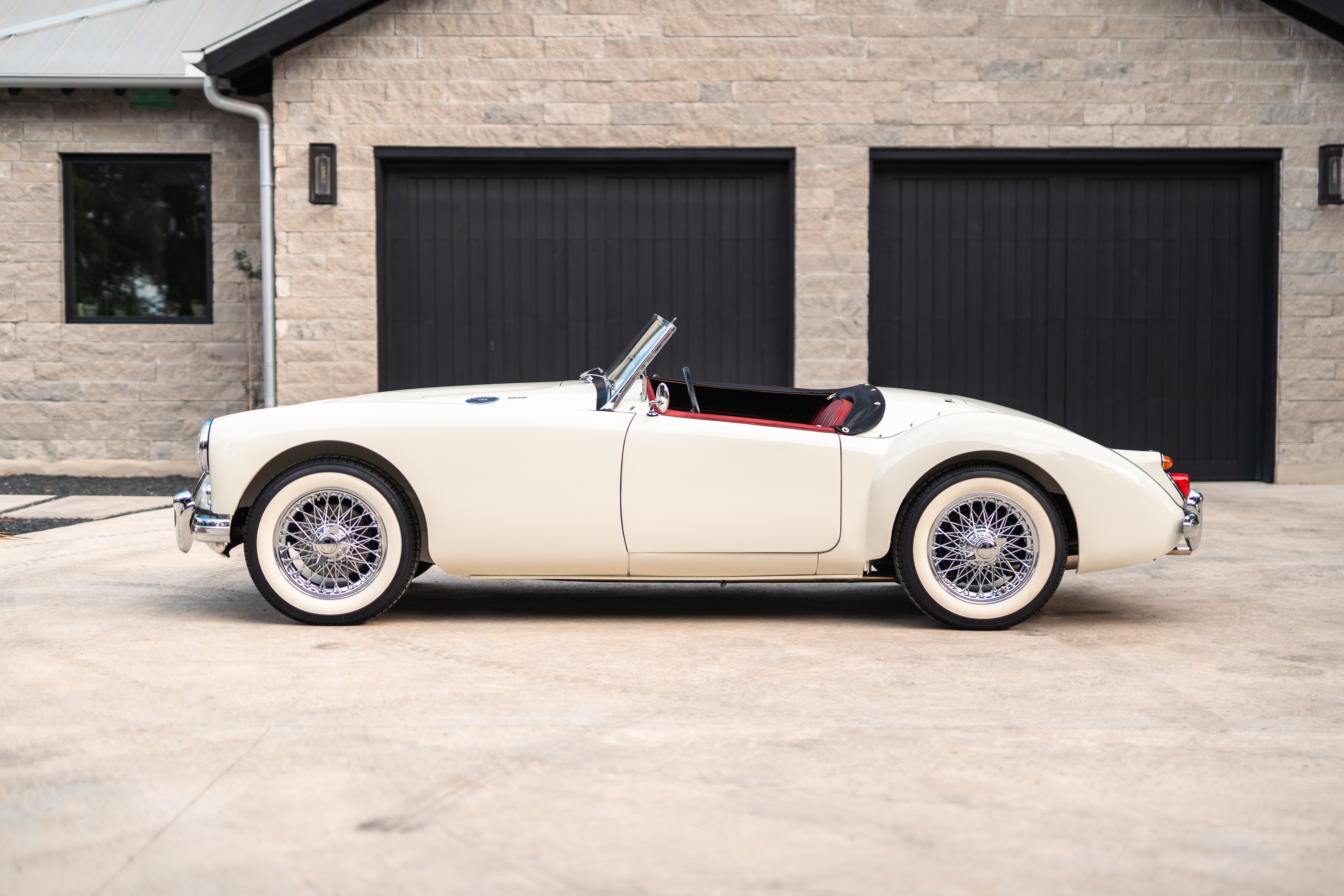 1957 MG MGA in White shot in Austin, TX.