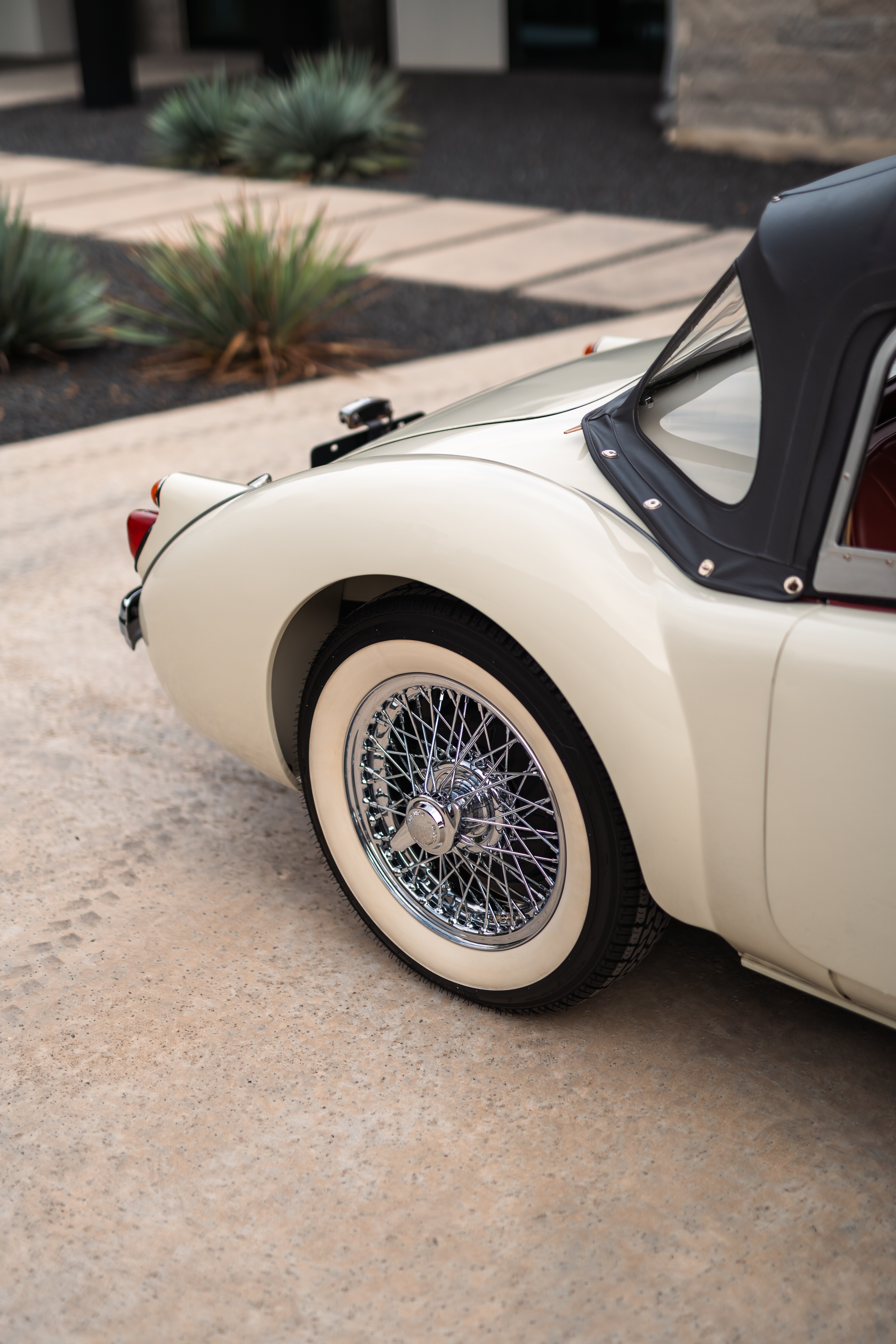 1957 MG MGA in White shot in Austin, TX.