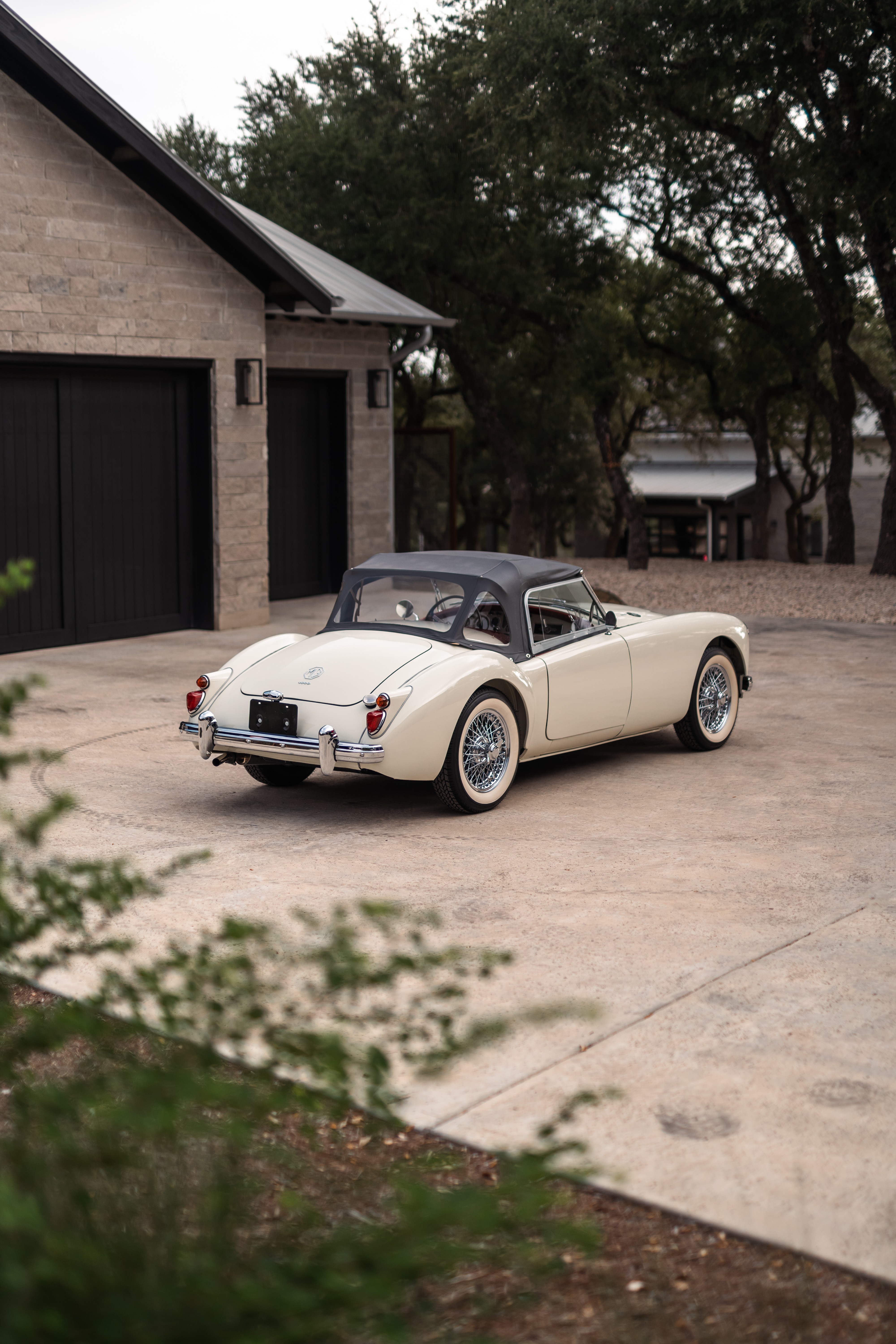 1957 MG MGA in White shot in Austin, TX.