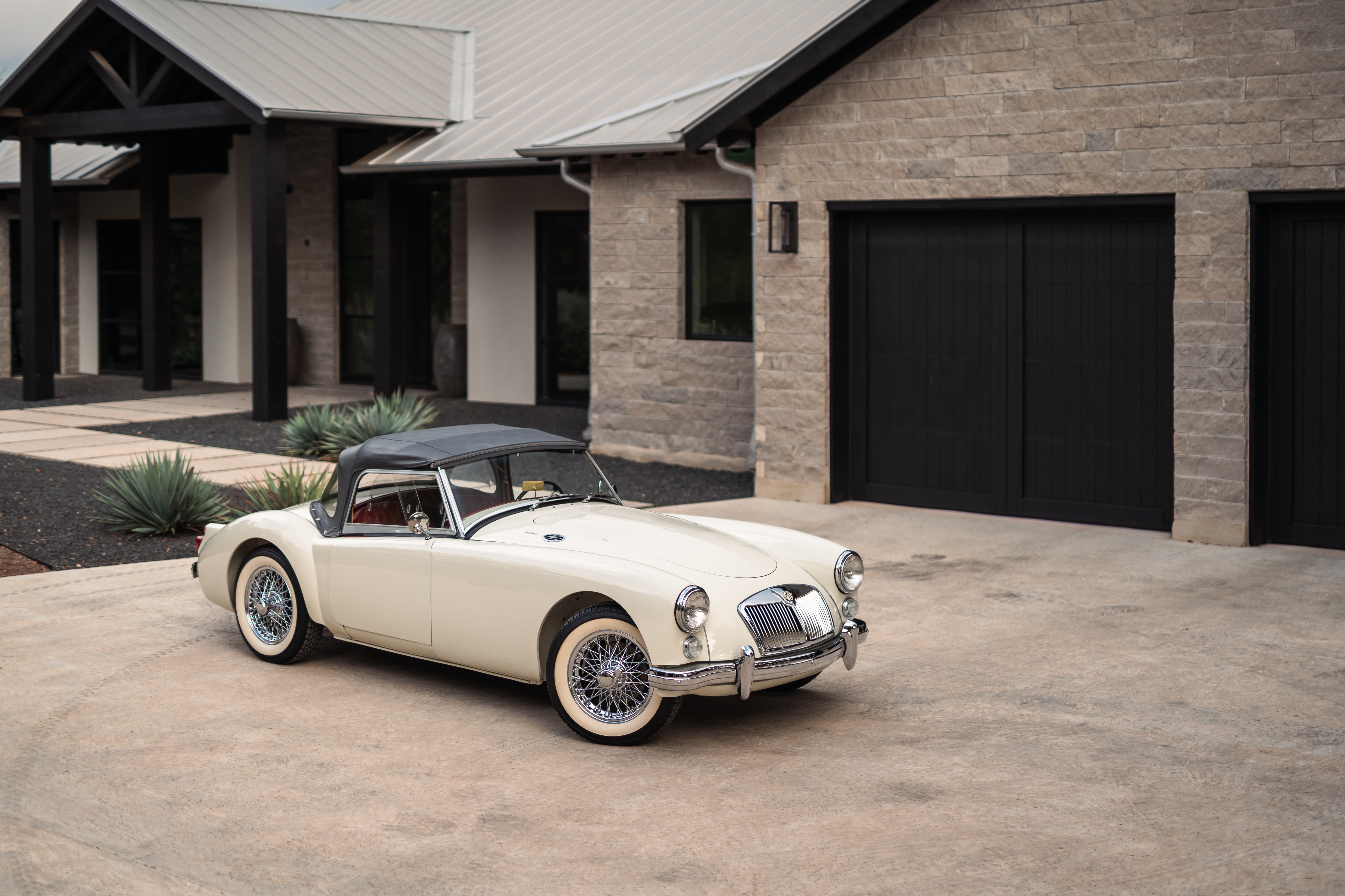 1957 MG MGA in White shot in Austin, TX.