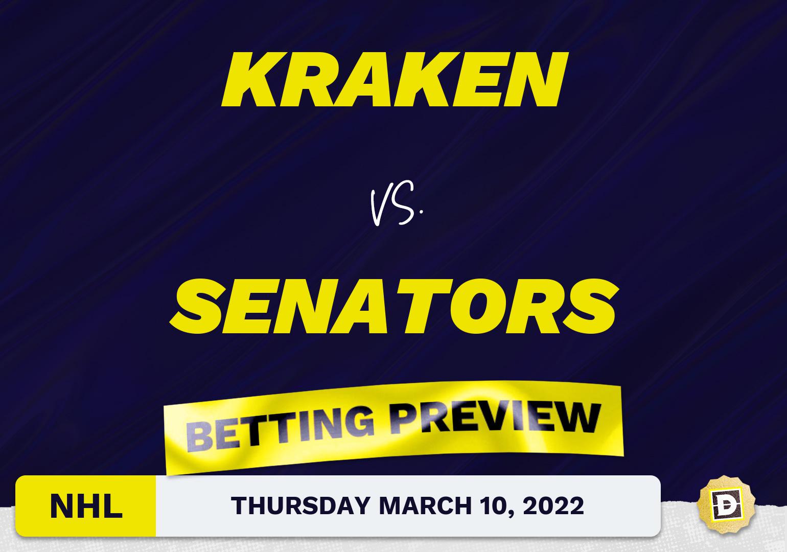 Kraken vs. Senators Predictions and Odds - Mar 10, 2022