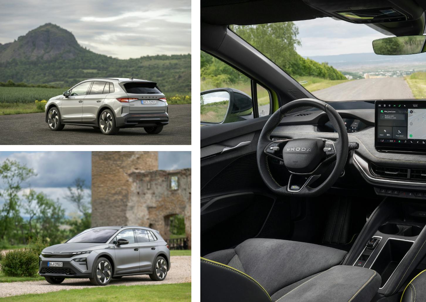 Das Interior und Exterior eines Škoda Elroq.