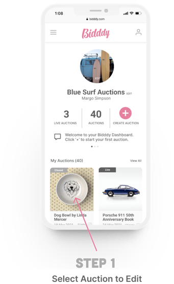 How to edit an auction Step 1