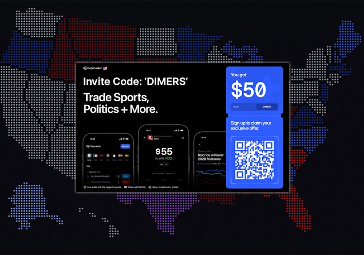 Polymarket Referral Code Guarantees Free $50 Promo for 2026 Midterm Election odds and prediction markets.
