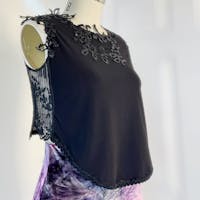 Black Floral Lace Crop Top, Gothic Sequins Tank Top, Black Lace Blouse, Sheer Mesh Top, Womens Engagement Separates, Sexy Festival Shirt 