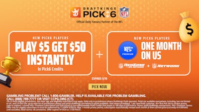 DraftKings Pick6 Offer “DIMERS”: Stream Sunday Night Football Bears vs. Texans with Free NFL+ Premium