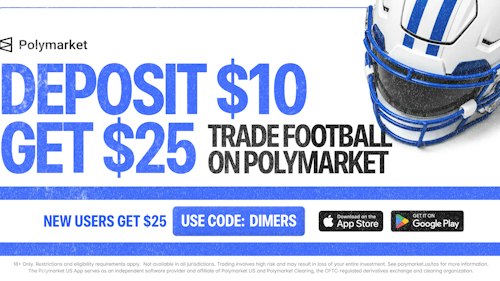 Polymarket announces new $25 promo code “DIMERS” for Commanders vs. 49ers on Monday Night Football