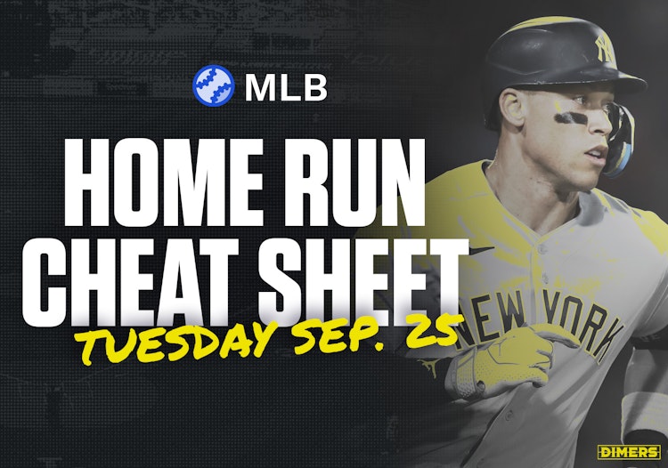 Home Run Cheat Sheet - HR Data, Stats, Matchups and More - Tuesday, September 26