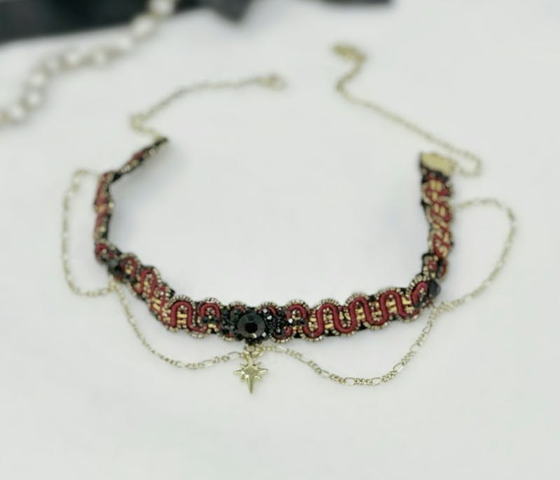 Red and Black thin choker