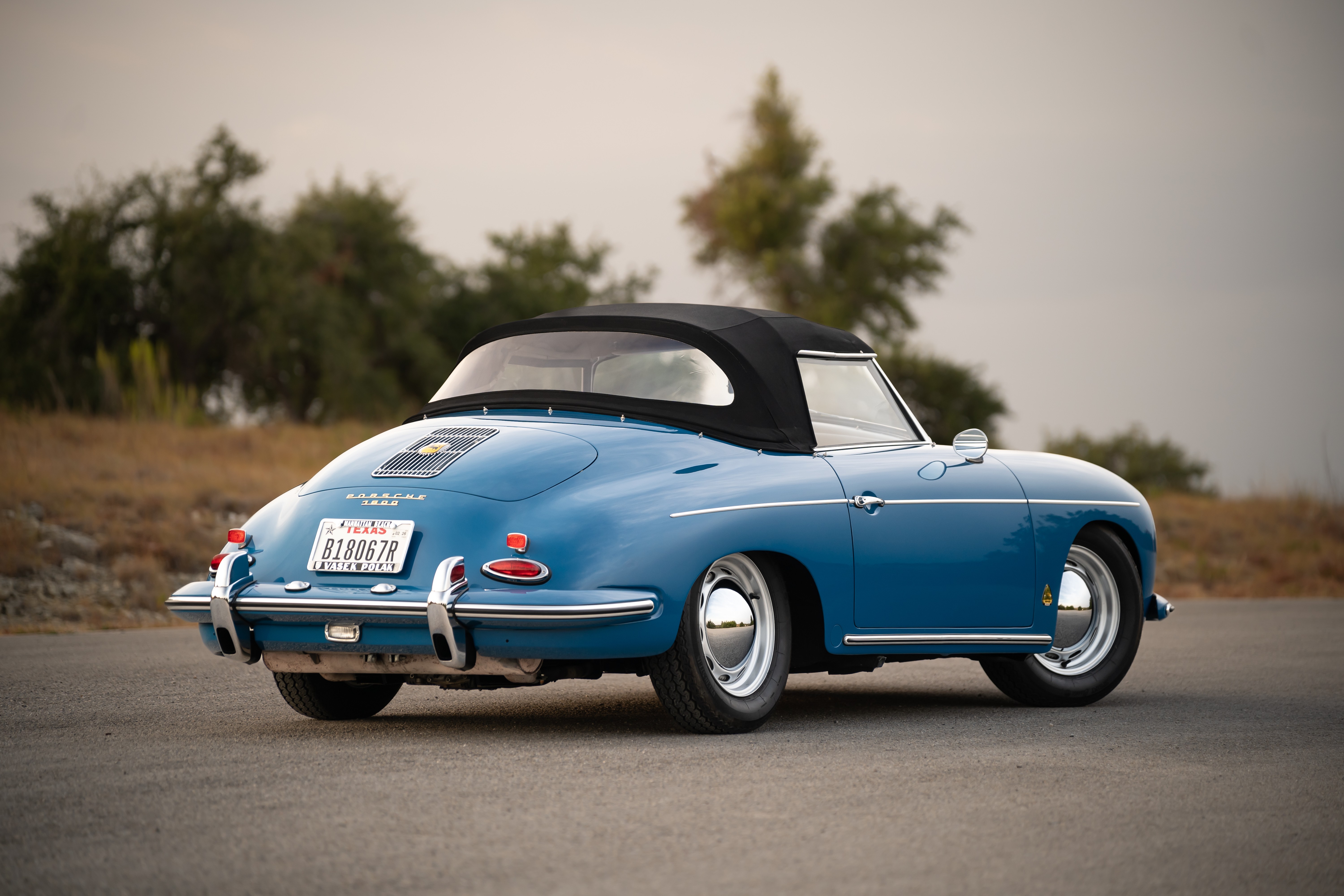 Royal Blue 1960 Porsche 356B Roadster shot in Austin, TX.