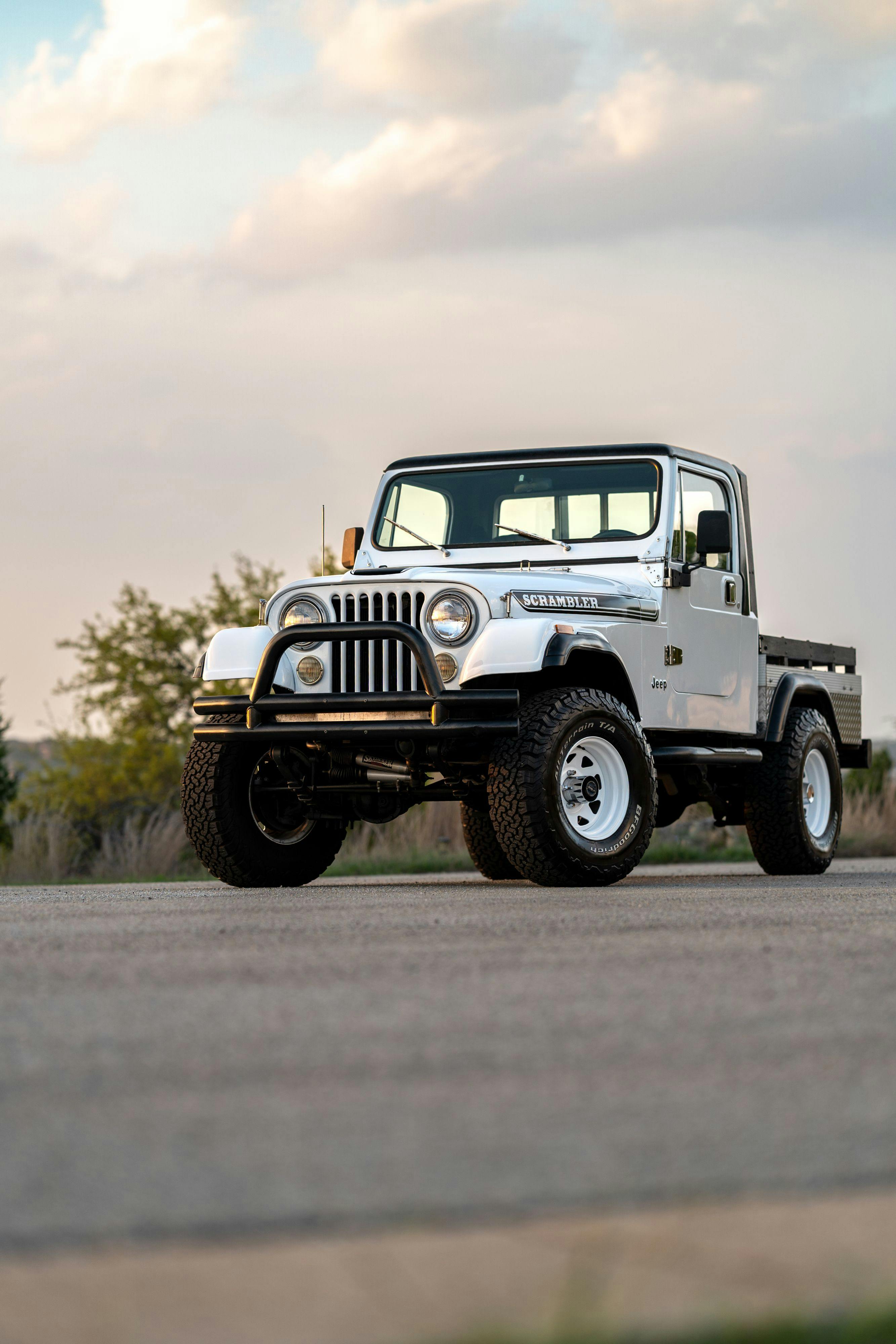 1983 Jeep Scrambler in White on Black in Austin, TX.